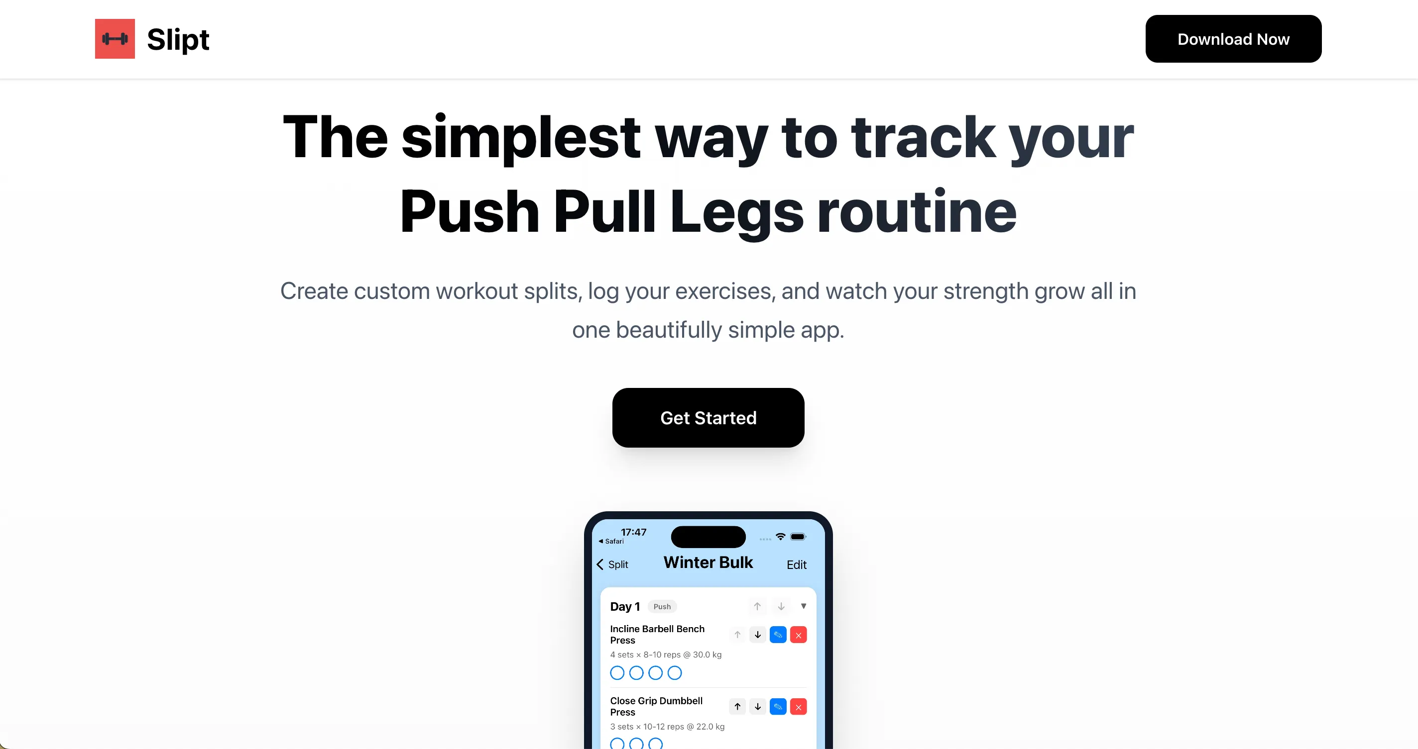 Split – Simple PPL Workout Tracking