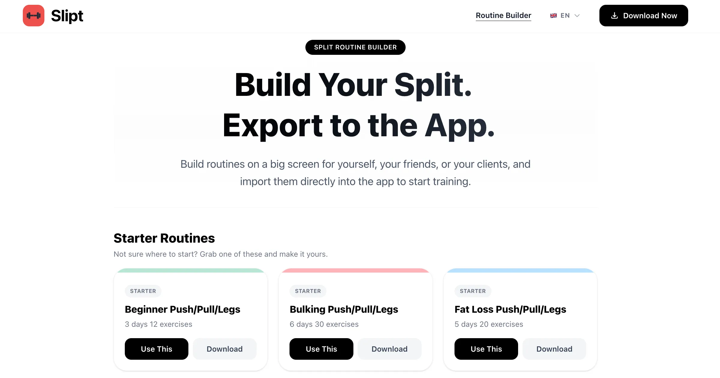 Slipt – Free Online Workout Routine Builder